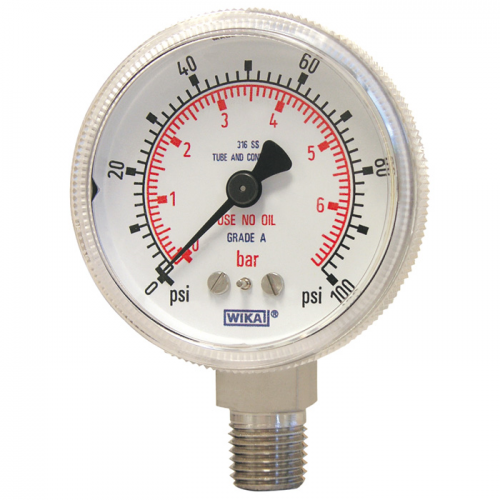 Model 130.15 Bourdon tube pressure gauge, stainless steel