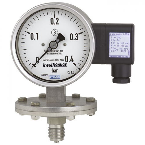 Models PGT43.100, PGT43.160 Diaphragm pressure gauge with output signal