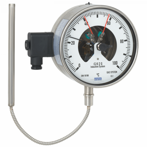 Model 73-8xx Gas-actuated thermometer with switch contacts Stainless steel version