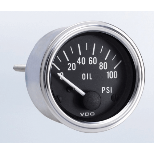 100 PSI Oil Pressure Gauge with VDO Sender and Metric Thread Adapters