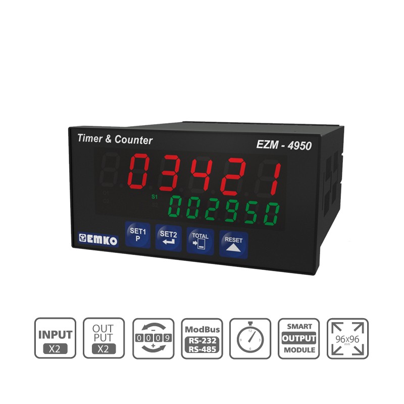 EZM-4950 RS 232/485 Seri Haberleşme Birimi ile Çok Fonksiyonlu Programlanabilir Zaman Rölesi ve Sayıcı