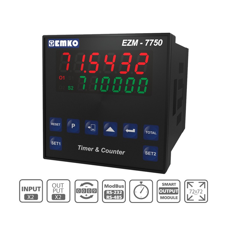 EZM-7750 RS 232/485 Seri Haberleşme Birimi ile Çok Fonksiyonlu Programlanabilir Zaman Rölesi ve Sayıcı